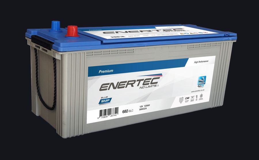 682-BLC 12V 125Ah Enertec Blue Lead Calcium truck, mining, and construction battery.