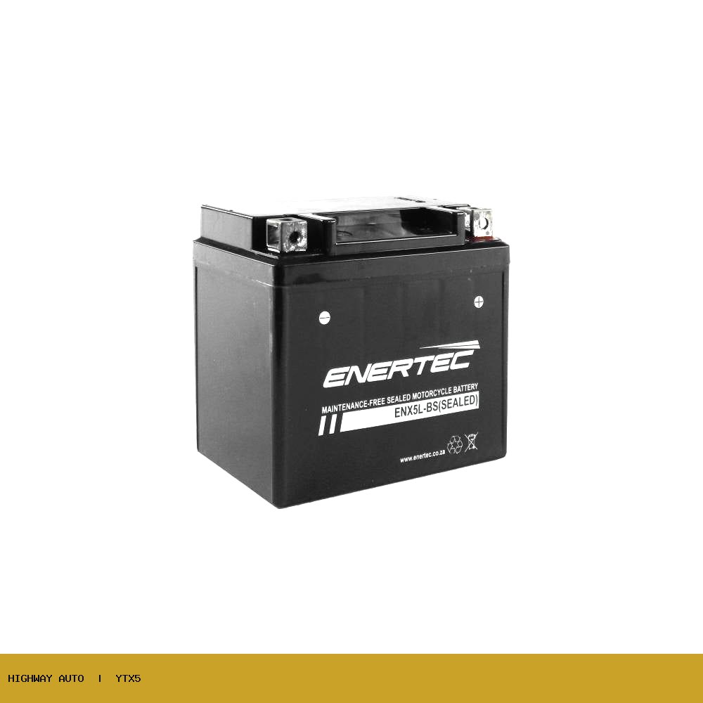 YTX5L-BS 12V 5Ah Enertec AGM Motorcycle Battery